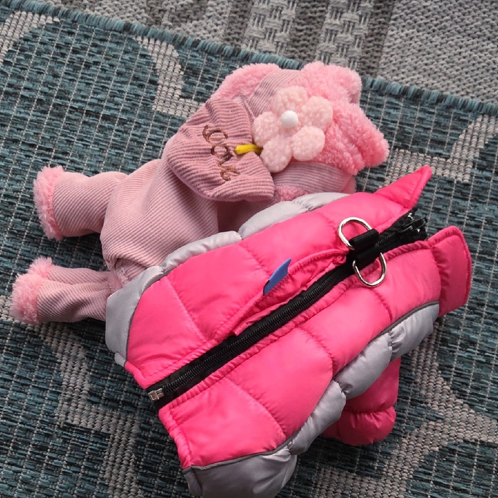 Pink Plush Dog Jacket and Outfit Set for Kids Toys